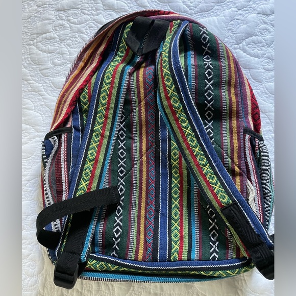 Colorful Authentic Nepali Woven Backpack - Picture 3 of 3